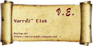 Varró Elek névjegykártya